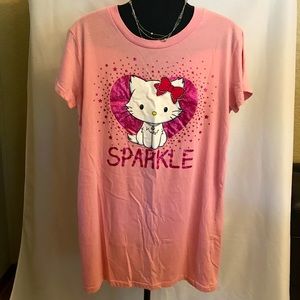 CharmmyKitty Pink Sparkle Cat Night Shirt